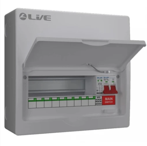 LSMC14M-SP - Live Electrical - 14 Way Metal Consumer Unit with Mains Switch