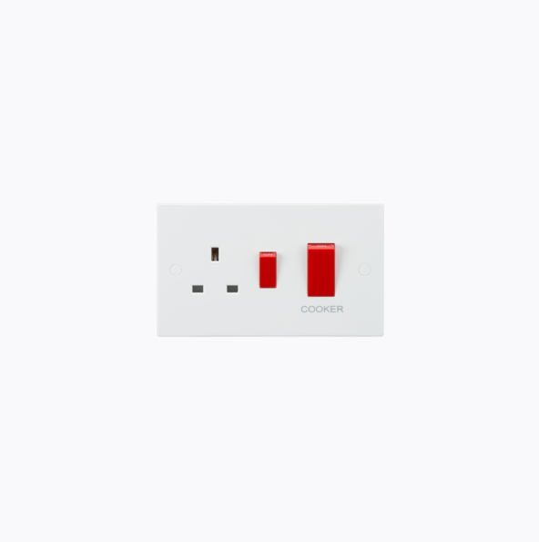 SN8333 - Knightsbridge - 45A DP Switch & 13A Socket with Red Rockers